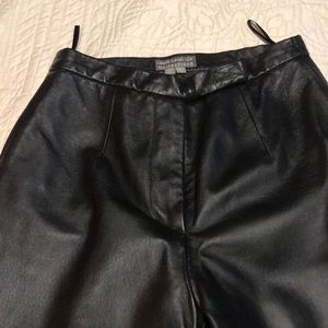 100% black leather pants